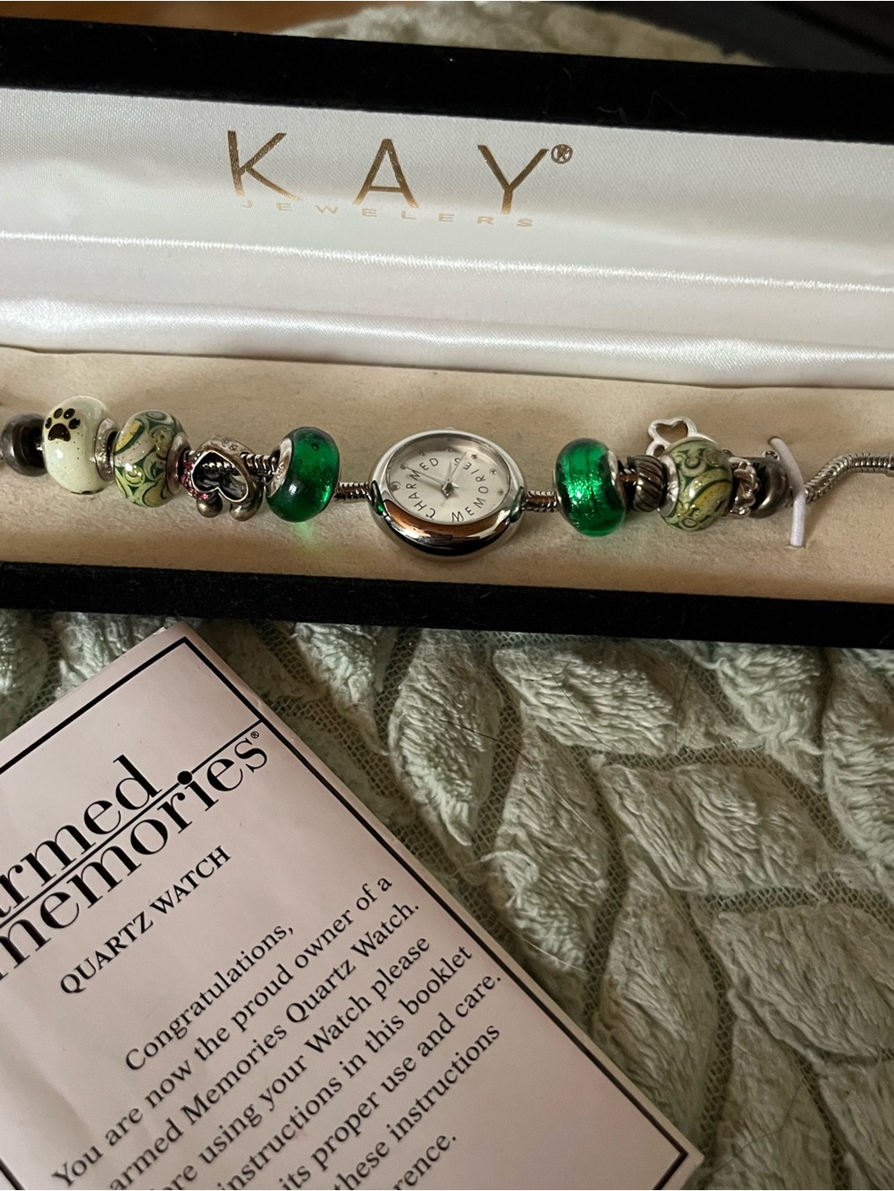Vintage KAY Jewelers Charmed Memories Beaded Charm Watch Bracelet